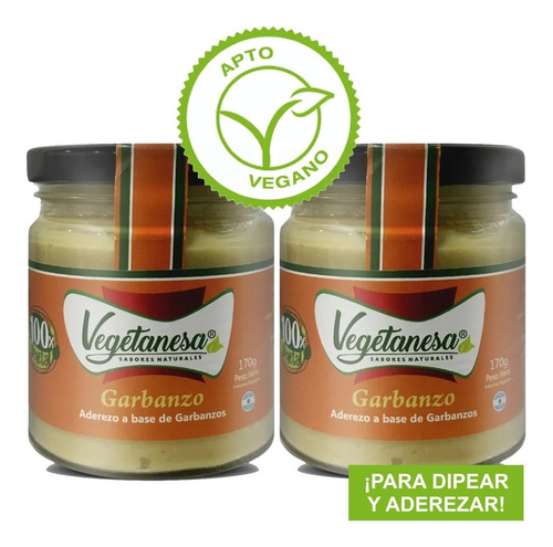 Aderezo Pasta Vegetal Ensaladas Vegano Garbanzos 170gr X2