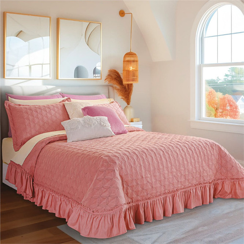 Colcha Neo Individual Poliéster Concord Color Deep Rose Liso