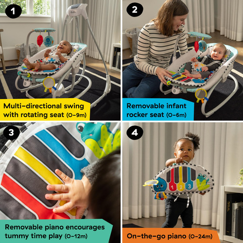 Columpio Musical 4 En 1 Con Piano Extraíble Para Bebés