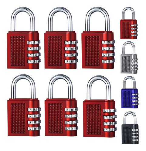 6pz Candados De Combinación 4 Dígitos Locker Seguridad