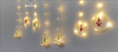 Serie De Luces Navideña Cascada De Esfera Con Santa 12 Pack