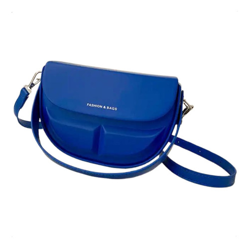 Mini Bags Carteras Cuero Pu Rigida Bolso Mano Porta Celular Acabado De Los Herrajes Plateados Color Azul Correa De Hombro Azul Diseño De La Tela Liso