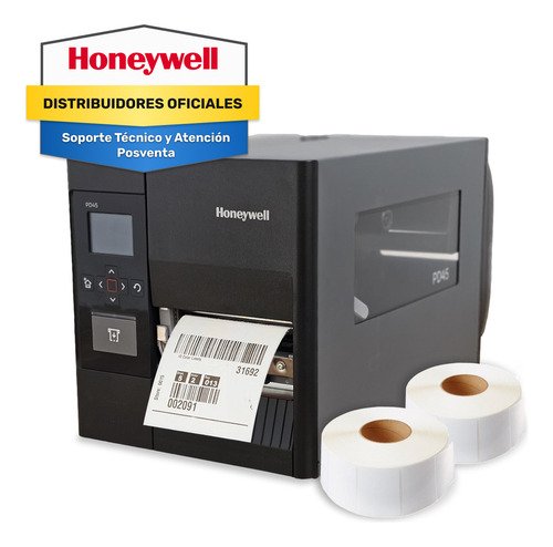 Impresora Industrial De Etiquetas Autoadhesivas Honeywell Pd45 Transferencia Térmica Y Térmica Directa Conexión Usb Placa De Red Ethernet + 2 Rollos De Etiquetas Bonificados