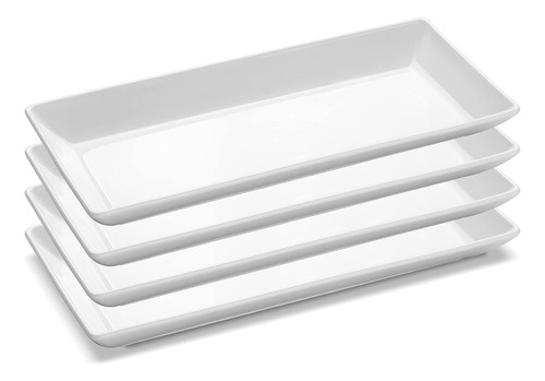Set De Platos 35.56cms Aperitivo 4 Pcs Porcelana Rectangular