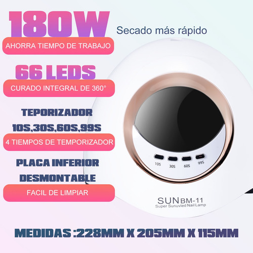 Obp Lámpara Uv Led Para Uñas 180w Secadora Profesional Bm-11