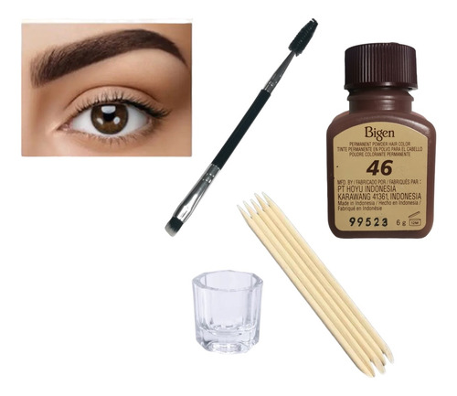 Kit Henna - Bigen N° 46 Castaño Medio Cejas Y Cabello