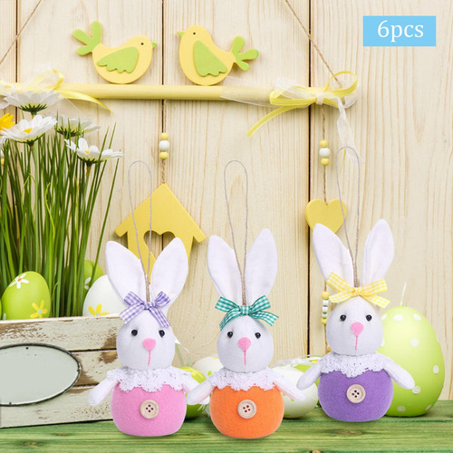 Juego De 6 Adornos Colgantes De De Pascua, De De Peluche
