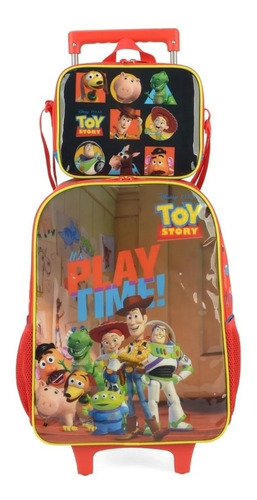 Kit Mochila Escolar Rodinhas Infantil + Lancheira Toy Story