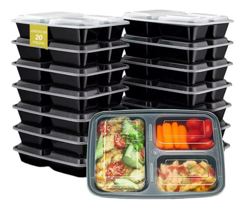 Contenedores Recipientes Reutilizables Para Alimentos 20 Pzs