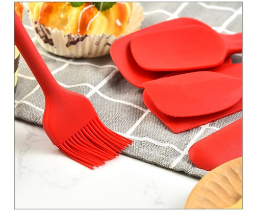 Espátulas De Silicona Antiadherente, 6 Piezas Cocina Rojo