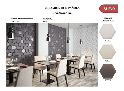 Eu Cerámica Hexágono Cuña Blanco/perla 15x17 0.5 Mt Por Caja