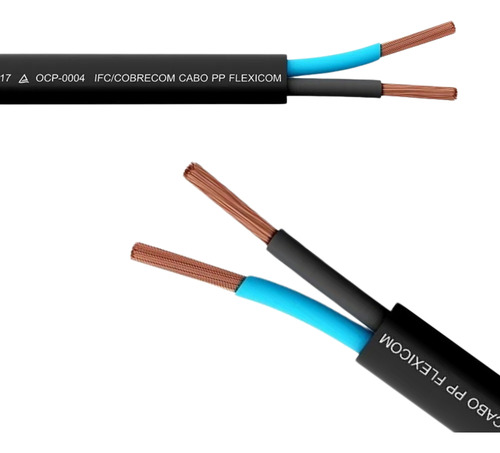 Cabo Pp 2 X 1,5 Mm 500v Cobrecom Antichama Preto 22 Metros