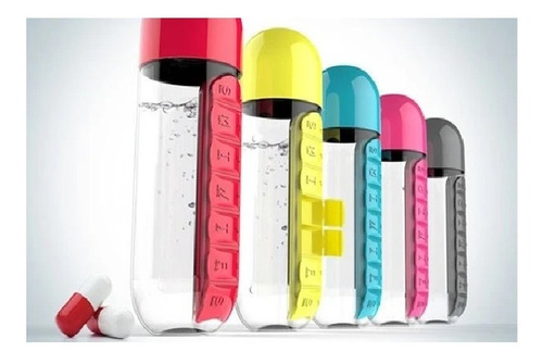 Imagen 3 de 7 de Botella Shaker Cilindro Agua Organizador Vitaminas Pastillas