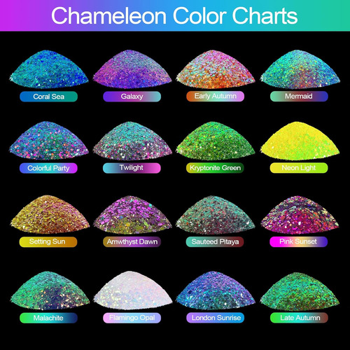 Renfio Camaleón Chunky Glitter, 16 Colores Cambio De Color R