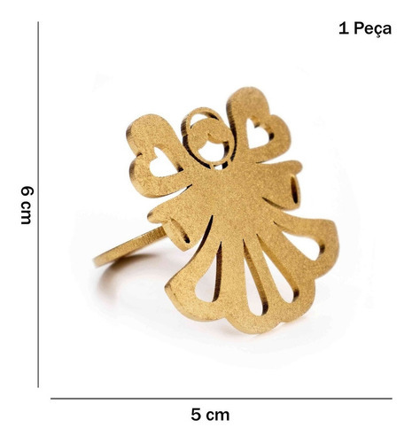 Porta Guardanapo Em Mdf Anjo Dourado 6 Cm - D'rossi