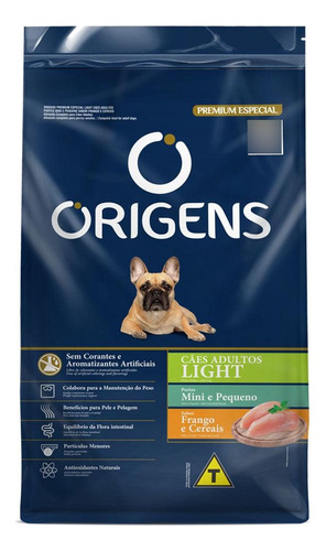 Ração Origens Light Cães Adultos Porte Mini E Pequeno 10,1kg