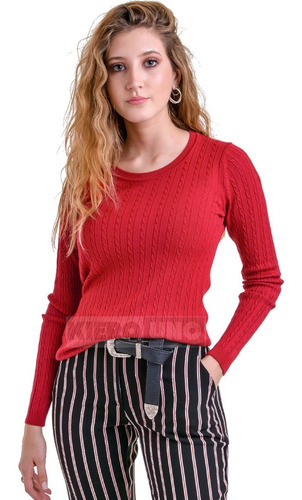 Sweater Liviano Suave Saco Mujer Cuello Redondo Kierouno