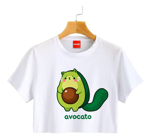 Blusa Dama Gatito Gato Aguacate Avocato Playera Crop #823