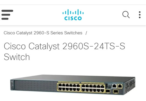 Switch Cisco Catalyst Ws-c2960s-24ts-s 24-port 10/100/1000