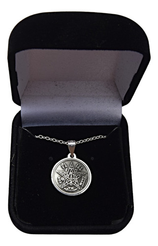 Cadena Y Dije Plata 925 Tetragrámaton Protección Amuleto Plateado
