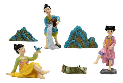 6x Estatua De Resina Accesorios De Jardín De Hadas