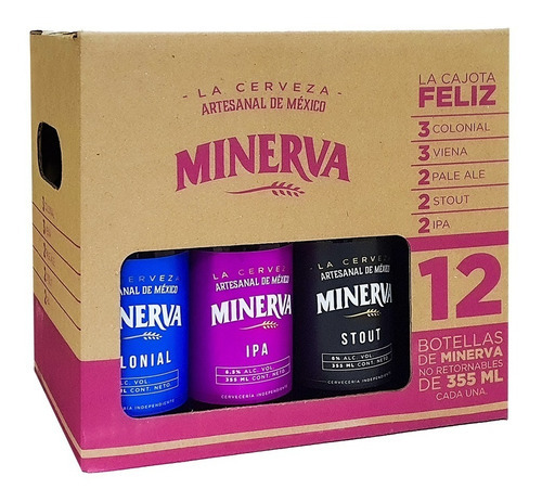 Imagen 1 de 3 de Cajota Feliz 12 Pack Mix de Cerveza Minerva