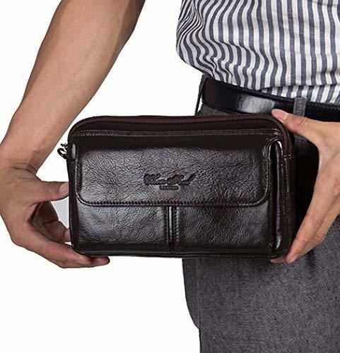 Hebetag Cartera De Mano De Cuero Para Hombre Bolso De Muñeca