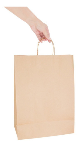 Imagem 4 de 6 de Sacolas Papel Kraft Grande - 50 Unidades - 41,5x31x15