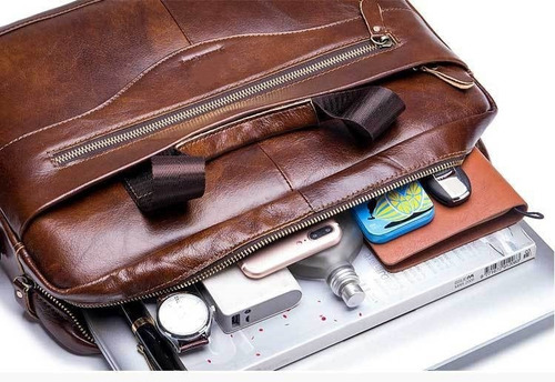 Imagen 4 de 5 de Bolsos Cruzados Para Hombre, Maletín En Cuero De Vaca Genuin