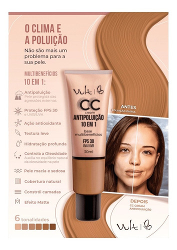 Imagem 2 de 2 de Base Vult Cc Cream Antipoluição Cor Mb06