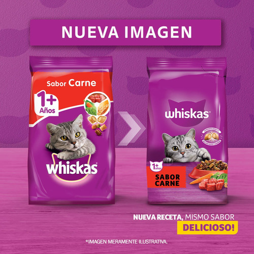 Alimento Whiskas 1+ Whiskas Gatos para gato adulto todos los tamaños sabor carne en bolsa de 10 kg