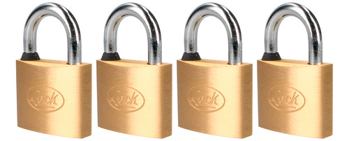Juego Candados Latón Cortos 40 Mm, Llave Estándar, 4 Piezas