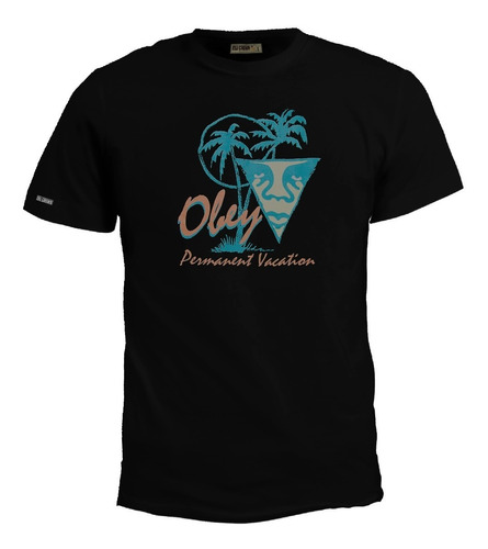 Camiseta Obey Permanent Vacation Aerosmith Banda Rock Bto