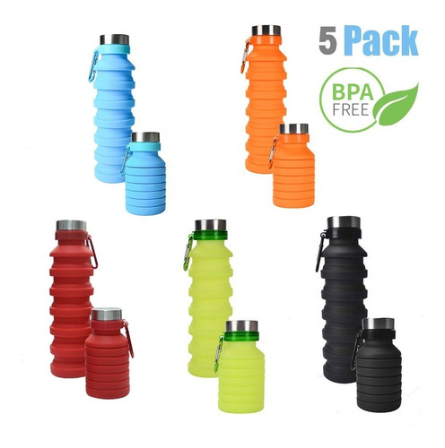Imagen 5 de 5 de Botella Térmo Silicón Plegable 550ml Retráctil Gym Viaje