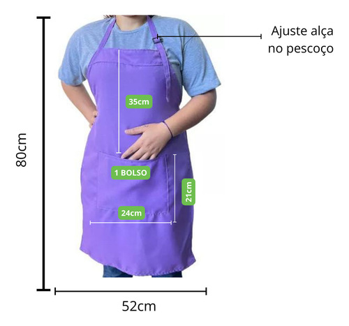 Kit Com 2 Avental Com Bolso Oxford Cozinha Garçom Evento Cor Violeta Desenho do tecido Liso