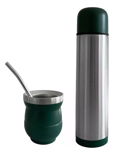 Set De Mate Con Bombilla + Termo Bala 1000ml Set Matero