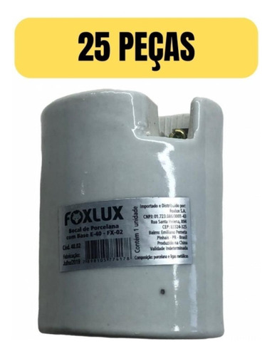Kit 25 Soquete Receptaculo Porcelana Bocal E40 Foxlux 40.02