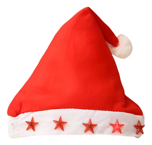 Gorro Navideño Con Luces Led De Estrellas, Roja