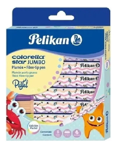 Marcador Pelikan Colorella Star Jumbo Pastel X 8 Unidades