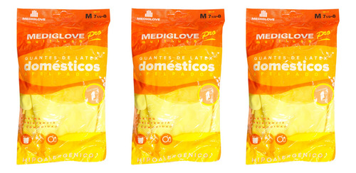 Mediglove Guante Domestico Afelpado Amarillo X 3 Pares Amarillo Talle Xl