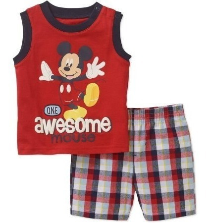 Set De Dos Piezas Mickey Para Niño Pantaloneta + Esqueleto 