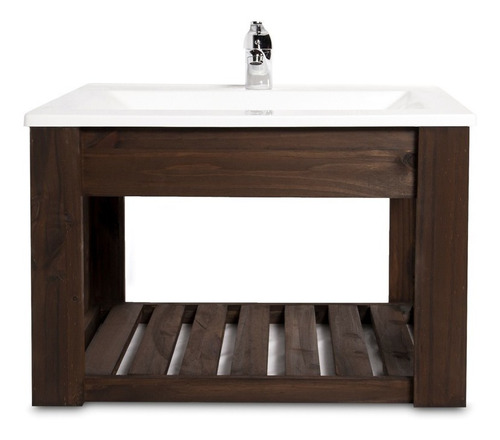 Imagen 2 de 3 de Vanitory Colgante 60cm Madera Bacha Griferia Envio Gratis