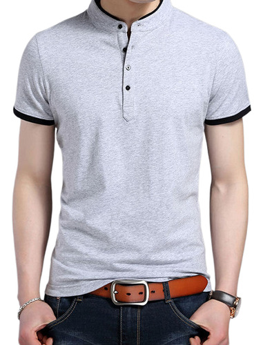 Camiseta De Manga Corta ,algodón,polo Con Cuello Alto Hombro