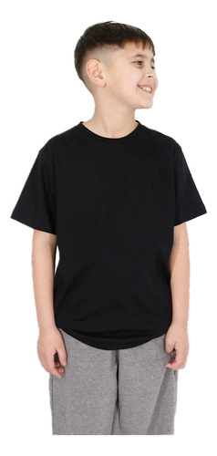 Remera Basic Cotton Kids Negro Jj deportes