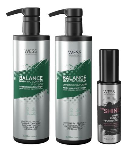 Kit Wess Balance Sh + Condicionador 500ml + We Shine 45ml