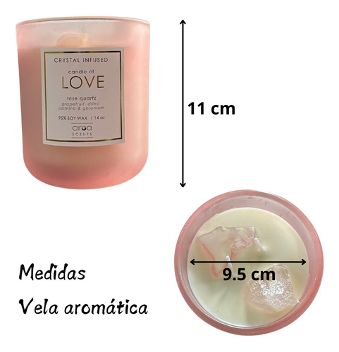 Vela Aromática C/cuarzos Aroma Pomelo Jazmín Cera Soya 850g