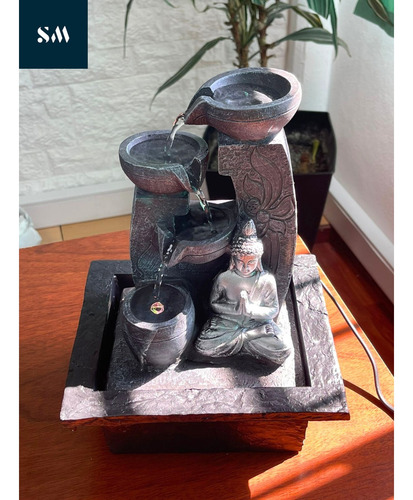 Fuente De Agua Buda Plateado Vasijasx4 Zen Meditacion