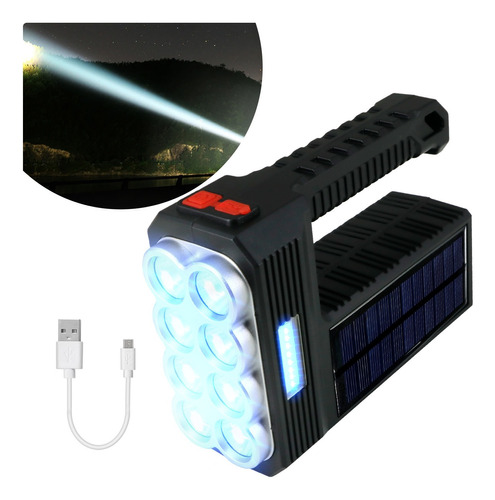 Lámpara Táctica Linterna Reflectora Recargable Usb 8led+cob