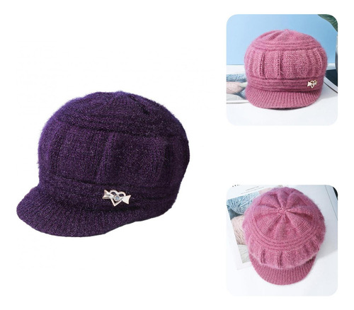 Gorra De Invierno Elegante Tejida En Forma De Corazón Con Di