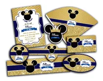 Comprar 2x1 Kit Imprimible Mickey Rey Azul Y Dorado, Fiesta Infantil